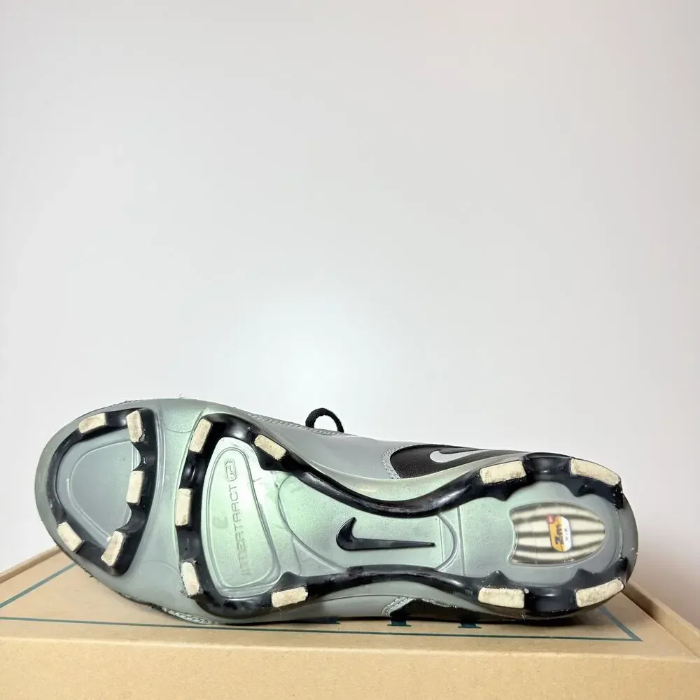 Vintage Mens 9.5 Nike Air Zoom ZM Total 90 Soccer Cleats Black Silver Leather